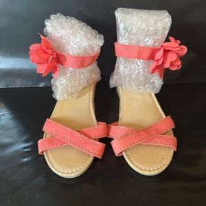 NEW Gymboree Coral Espadrilles Sandals with Ankle Flower Strap